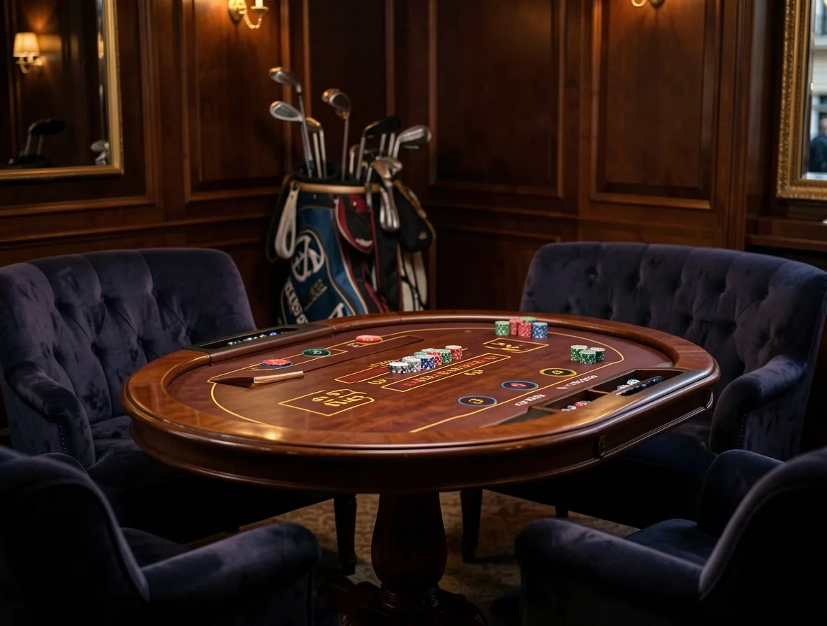 Ambiance feutrée du lounge de poker à Hall Sev