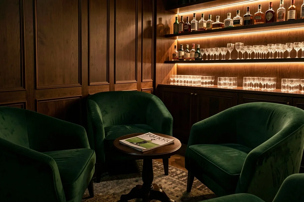 Espace lounge bar convivial pour débriefer les sessions chez Hall Sev