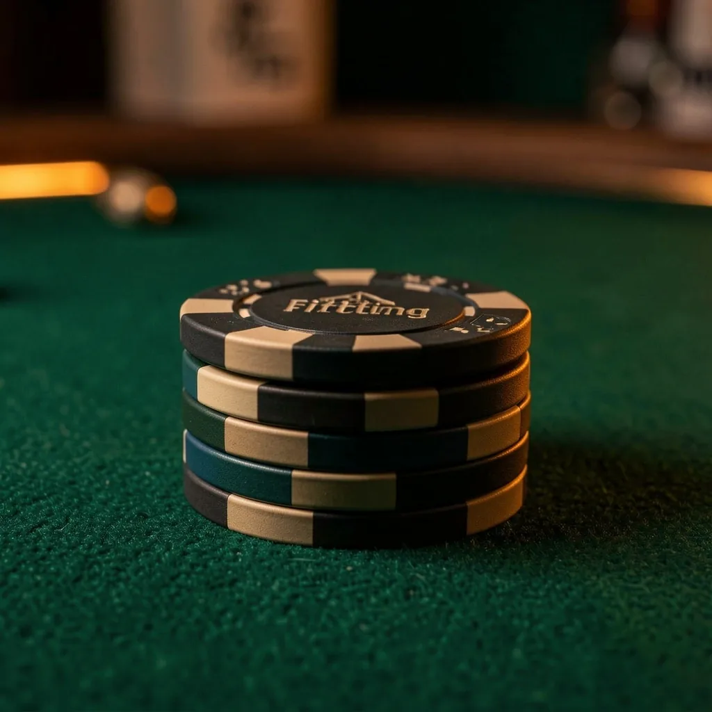 Jetons de poker de collection sur tapis en feutre chez Hall Sev